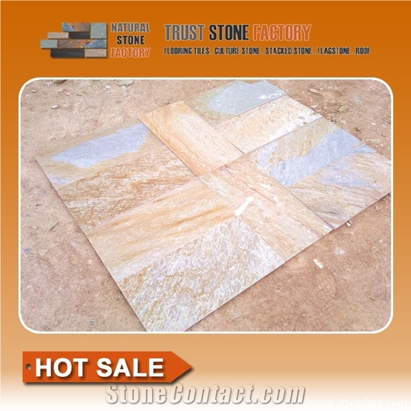 Yello Quartzite Stone Flooring Tiles, Beige Quartzite Paver Stone Tiles, Grey Quartzite Flooring Tiles