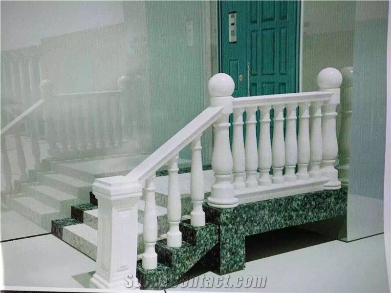 Pure White Marble Balustrade & Railings, White Marble Handrail