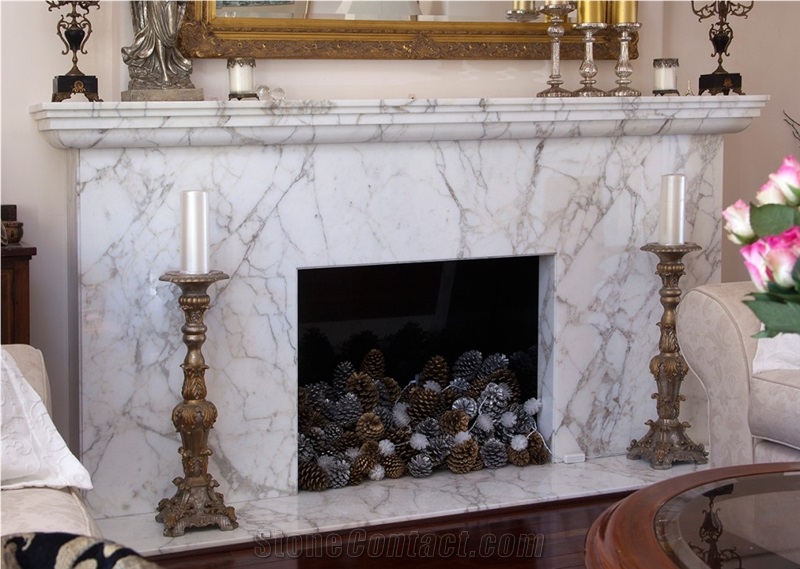 Calacatta Crema Marble Fireplace