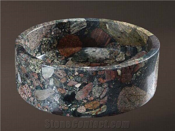 Low Price Wash Basin with China Multi-Color Color Pearl Granite