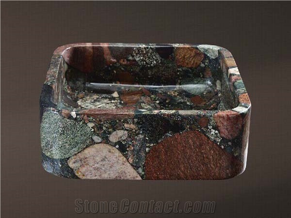 Low Price Wash Basin with China Multi-Color Granite