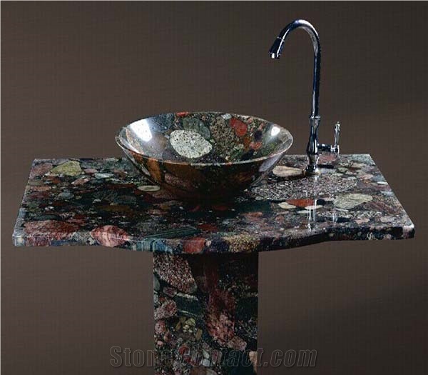 Low Price Wash Basin with China Multi-Color Granite