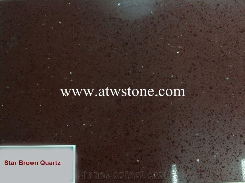 Star Brown Quartz Stone Slabs, Brown Quartz with Mirror Slabs