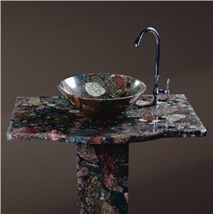 Bowls Bathroom Sink Rosso Marinace Red Granite Wash Basin