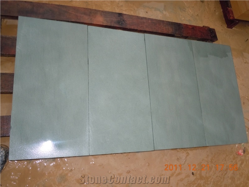 China Natural Honed Green Sandstone Slabs & Tiles