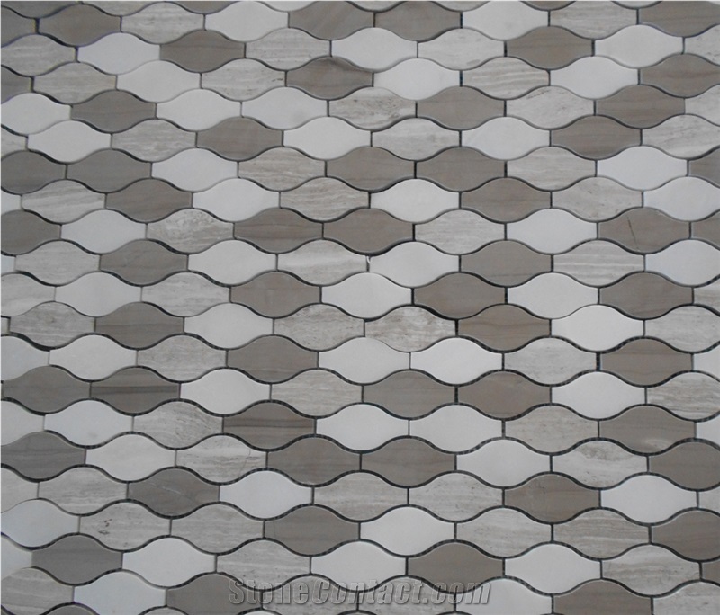 White Brown Grey Polished Marble Lantern Wall Mosaic Tiles