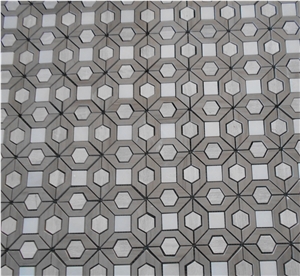 White Brown Grey Polished Marble Lantern Wall Mosaic Tiles