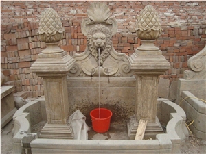 Antique Carving Beige Marble Wall Fountain Pool