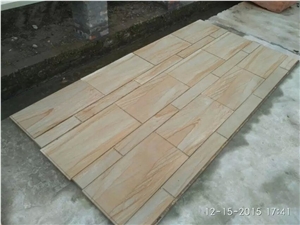 Sichuan Yellow Wooden Vein Sandstone Tiles Slabs, China Yellow Sandstone