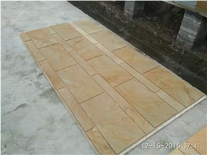 Sichuan Yellow Wooden Vein Sandstone Tiles Slabs, China Yellow Sandstone