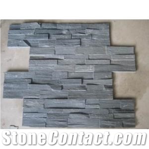 Z-Shape Black Slate 4 Strips Wall Tile China Black Slate Cultured Stone