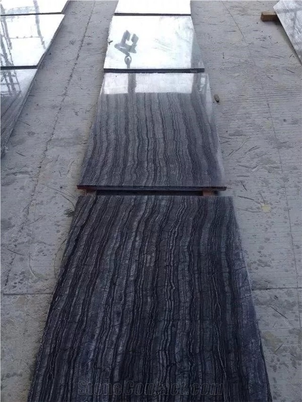 China Black Wooden Vein Marble Slabs/Black Wood Grain Marble Tiles for Flooring & Walling- Hotel Project Design