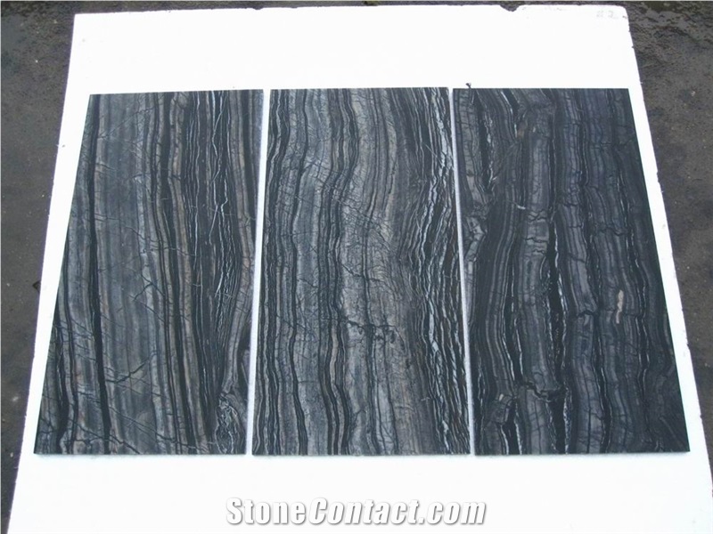 China Black Wooden Vein Marble Slabs/Black Wood Grain Marble Tiles for Flooring & Walling- Hotel Project Design