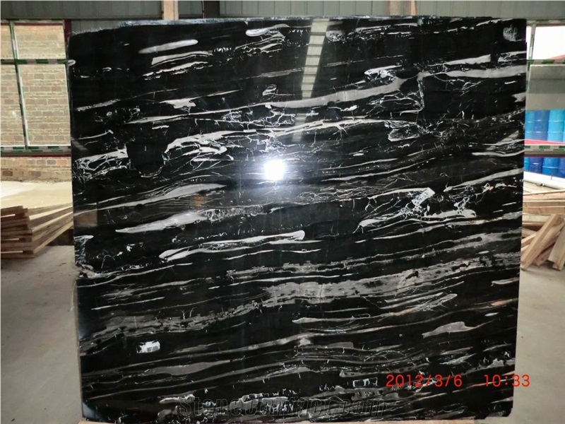 China Silver Dragon Marble Slabs, China Nero Silver Portoro Marble Slabs High Polished