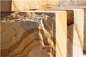 China Yellow Wooden Vein Sandstone Blocks