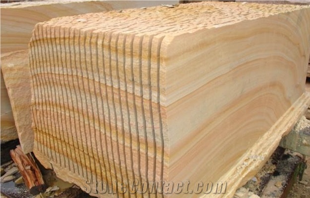 China Yellow Wooden Vein Sandstone Blocks