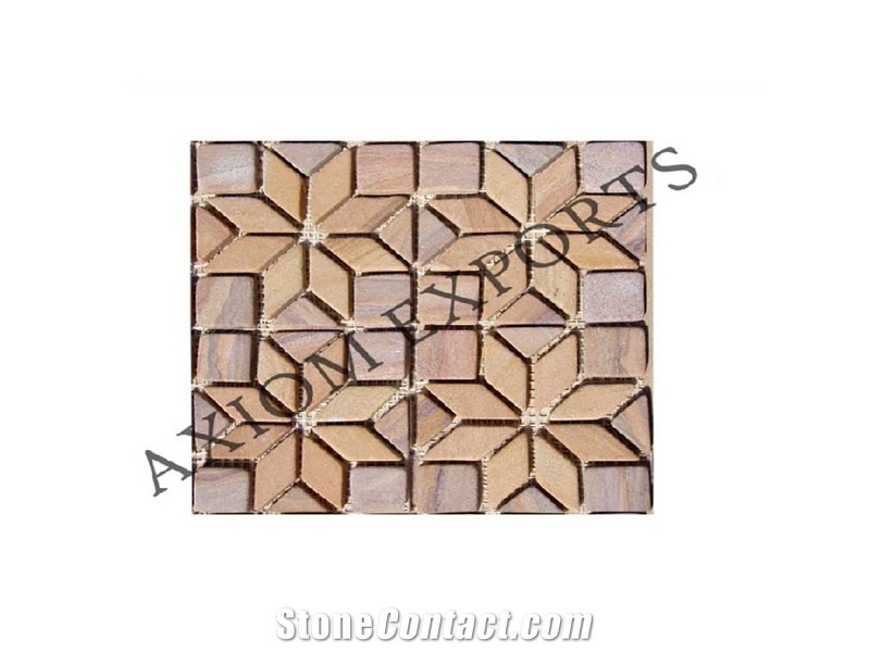 Mosaic Tiles Teak Wood Sandstone