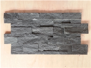 Black Quartzite Wall Cladding, China Stacked Stone Veneer Cultured Stone