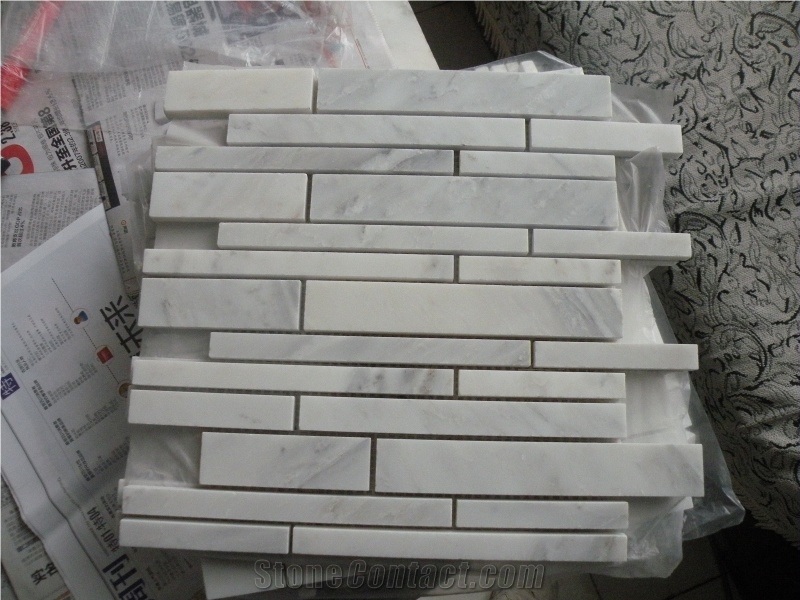 White Marble Mosaic Olished Mosaic Linear Strips Mosaic Brick Mosaic Wall Mosaic Floor Mosaic