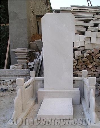 Han White Marble Monuments Design, Pure White Han Marble Tombstone