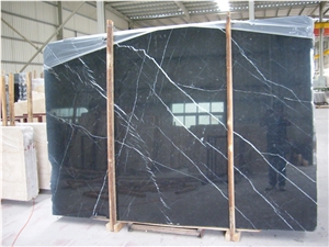 Nero Marquina Slab & Tile for Interior Decoration China Black Marble