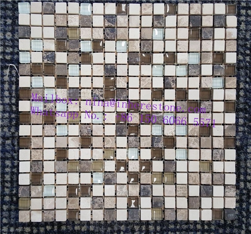 Nature Stone Coffee Color Polished Mosaic Tile