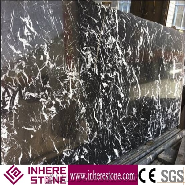 Nero Marquina Marble Slab,China Black with Vein Marble Stone,Oriental Black Marble Covering Tiles