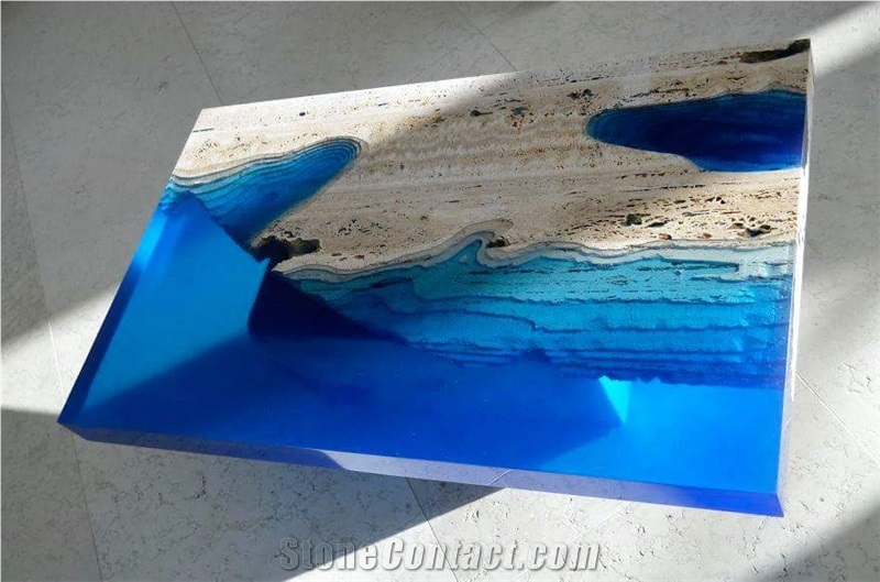Travertine with Glass Table Tops