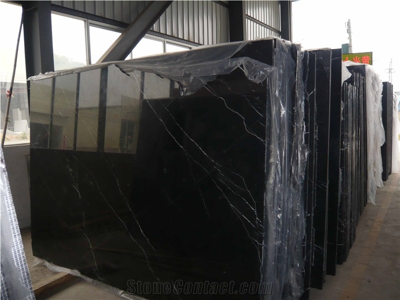 Polished Black Marble /Nero Marquina Marble / Slab /Tile / for Walling / Flooring / Chinese Black Marble