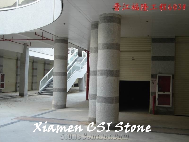 Project Show-G603 Padang Cristallo Granite Column/Bianco Crystal Sesame White Granite Column for Building Stone
