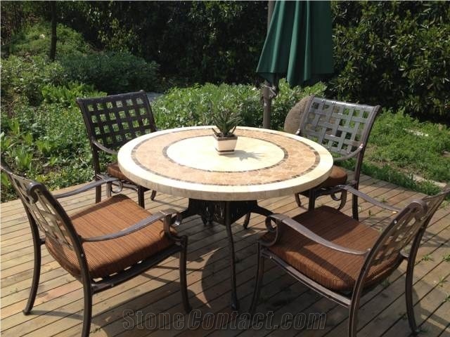 Marble Mosaic Madellion Table Tops, Round Outdoor Table Tops