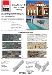 Roxstone Stackstone Panel, Grey and Yellow Quartzite Wall Cladding, Cultured Stone Viet Nam