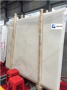 Chinese Ice Onyx/ White Jade Big Slabs & Tiles & Gangsaw Slab & Strips (Small Slabs) & Customized & Wall/Floor Covering