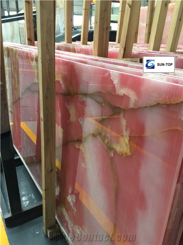 Dark Pink Onyx/ Chinese Pink Jade Big Slabs & Tiles & Gangsaw Slab & Strips (Small Slabs) & Customized & Wall/Floor Covering
