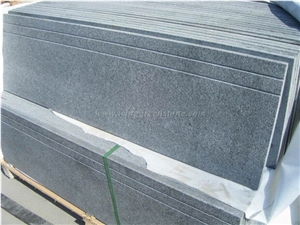 Chinese Dark Grey Granite Staircase, Polished G654 Granite Steps & Risers, Padang Dark Granite Deck Stair, Sesame Black Granite Stair Treads & Stair Thresholds, Xiamen Winggreen Manufacturer