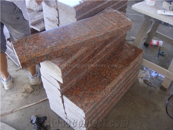Chinese Popular Red Granite Kerbstone, G562 Granite Kerb Stone, Maple Red Granite Curbs, Maple Leave Red Granite Road Stone/Side Stone, Xiamen Winggreen Manufacturer