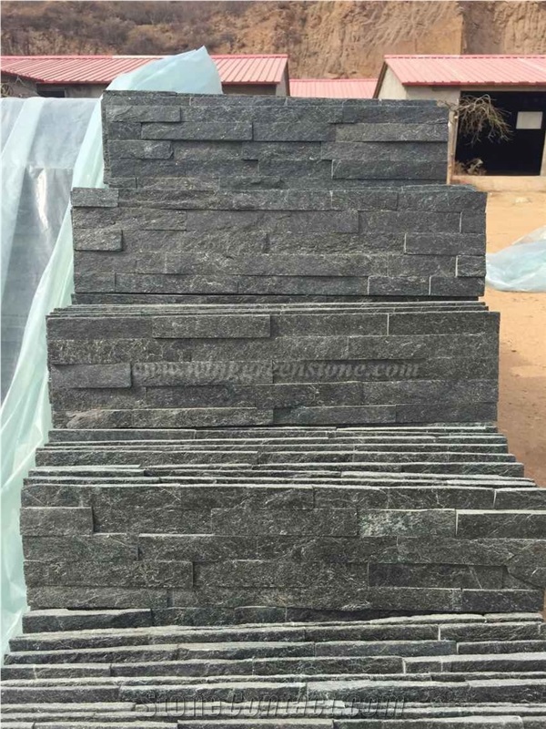 Competitive Price High Quality Black Quartzite Cultured Stone/Natural Exterior Stacked Stone/Veneer Stone for Wall Decoration