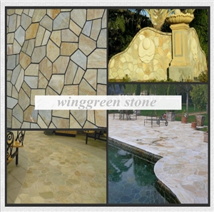 Competitive Price High Quality Rusty Slate Irregular Shape Flagstone Pavers/Random Flagstone/Meshed Paver Stone for Floor & Wall Cladding Pavers