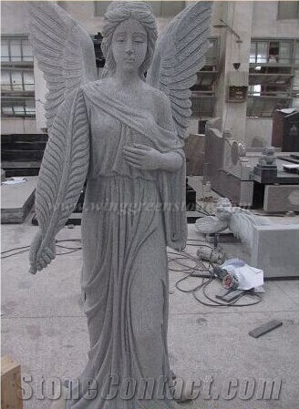 Granite Angel with Wings Sculptures, Statues