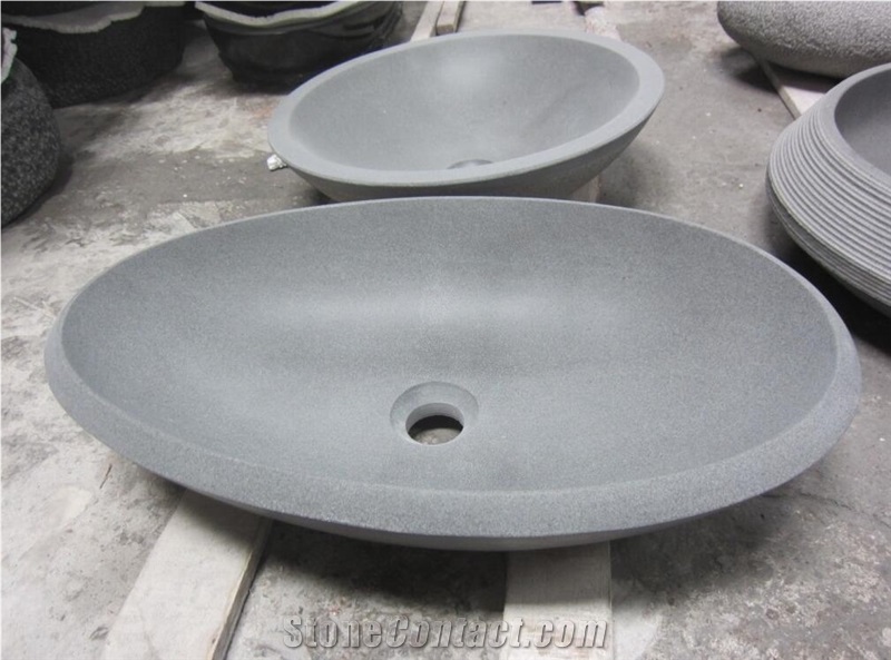 High Quality, China Lava Stone Wash Bowls, Hainan Grey Basalt Bathroom Sinks, Honed Hainan Grey Hand Wash Basins, Different Shapes Wash Basins, Xiamen Winggreen Manufacturer