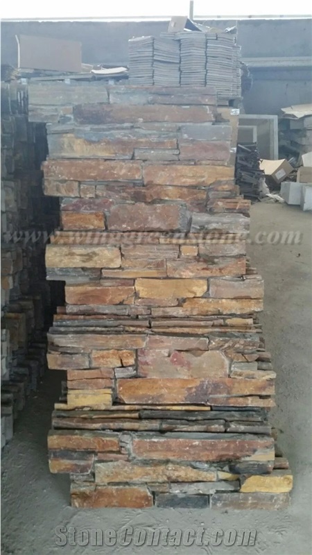 High Quality with Competitive Price Rusty Slate Ledgestone Wall Panel, Cement Cultured Stone Wall Panel for Exterior Decoration, Winggreen Stone