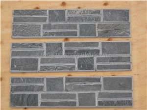 Hot Sale Black Slate Culture Stone/Stacked Stones/Veneer Stones Panel for Exterior Decoration and Wall Cladding, Winggreen Stone