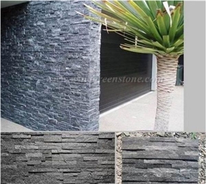 Hot Sale High Quality Black Quartzite Cultured Stone/Natural Exterior Stacked Stone/Veneer Stone for Wall Decoration
