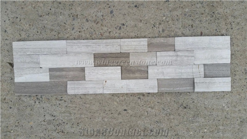 Hot Sale Wooden Grey Marble Cultured Stone/Stacked Stones/Veneer Stones Panel for Exterior Decoration and Wall Cladding, Winggreen Stone