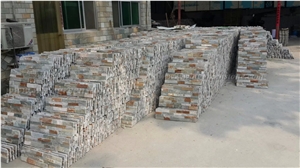 Hot Sale Wooden Yellow Slate Cultured Stone/Stacked Stones/Veneer Stones Panel with Cheap Price for Exterior Decoration and Wall Cladding