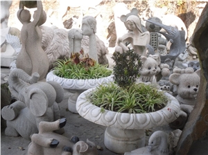Natural Granite Flower Pot, Light Grey, Winggreen