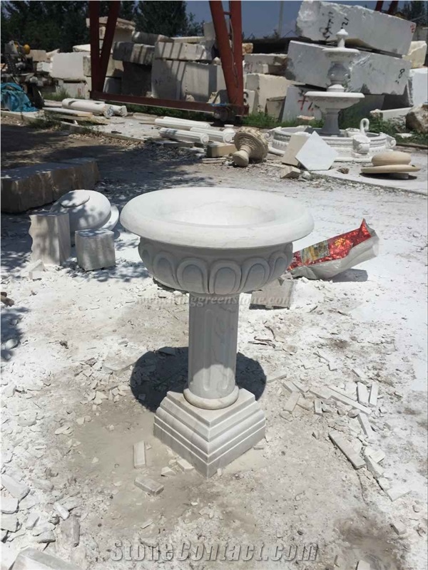 Own Factory, Hand Carved Flower Pots, Chinese White Marble Pots, Marble Exterior Pots, White Marble Planter Boxes, Xiamen Winggreen Manufacturer