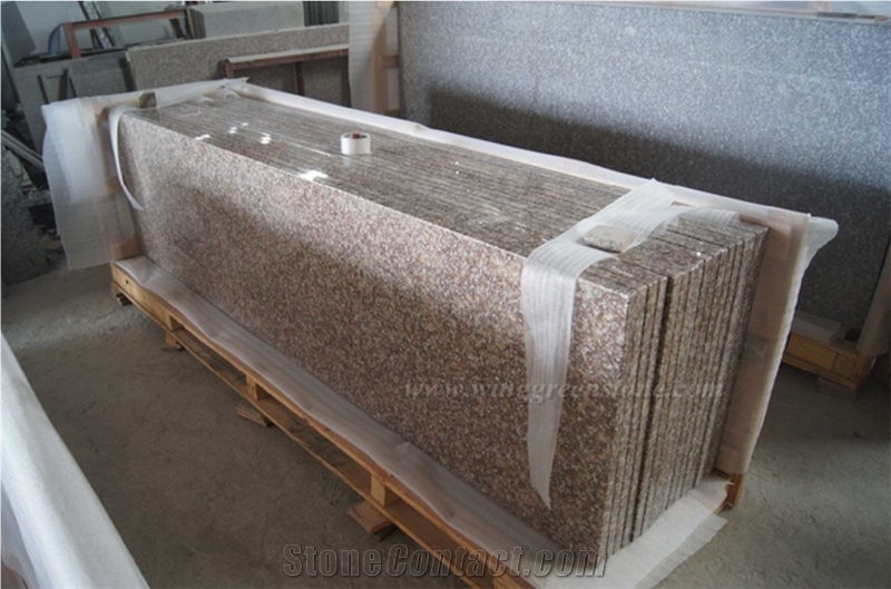 Own Factory Supply Of G687 Granite Polished Kitchen Countertops, Peach Red Granite/China Pink Granite Kitchen Countertop, Winggreen Stone