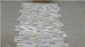 Popular Cheap Price Wooden Yellow Slate Cultured Stone/Stacked Stones/Veneer Stones Panel for Exterior Decoration and Wall Cladding, Winggreen Stone