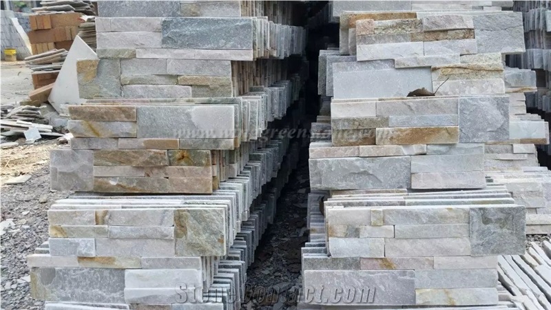 Popular Wooden Yellow Slate Cultured Stone/Stacked Stones/Veneer Stones Panel with Cheap Price for Exterior Decoration and Wall Cladding, Winggreen Stone